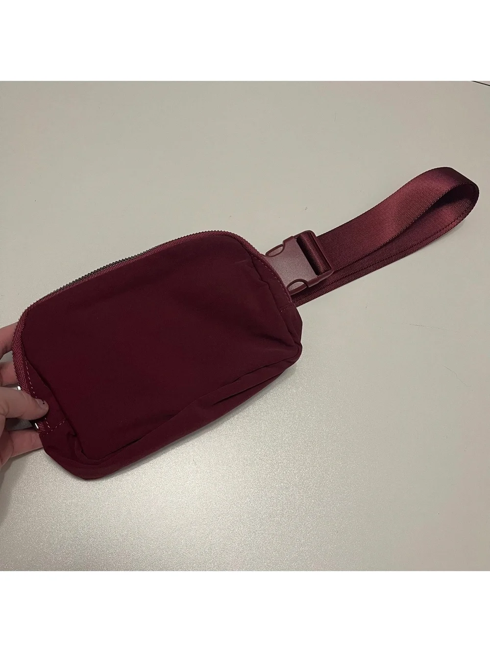 Iris & Rainbow Wine Red Long Strap Belt Bag